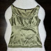 Tahari Olive Green Silk Cami Top