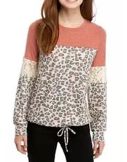 colorblock animal print lace pullover size XL womens