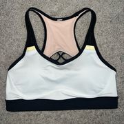 athletica sports bra size 6 white strappy black padded