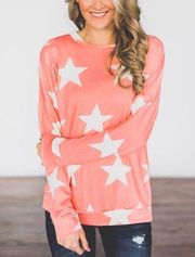 Pink Coral Shirt Womens Small Top Long Sleeve Tee Soft Cozy Spring Loungewear NW