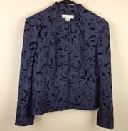 MICHAEL Michael Kors Women’s Denim Floral Leaf Felt Print Button-Up Jacket