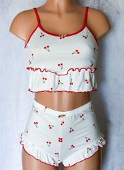 White & Red, Cherry, Pajama Set
