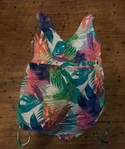 Swim by Cacique multicolored tropical floral ruched 18 one piece