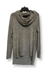 Womens Tunic Top Gray Marled Long Sleeve Convertible Neck High Low XS New