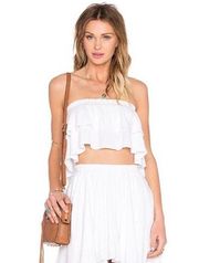 Privacy Please Muroc Lila Ruffled White Banded Top