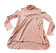 Soft Surroundings Womens Pastel Pink Cold Shoulder Turtle Neck Tunic Size Medium