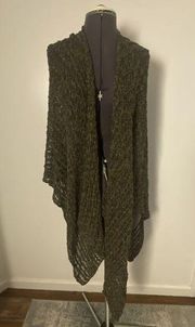 Chicos Hunter Green with Gold Accents One Size Knit Shawl