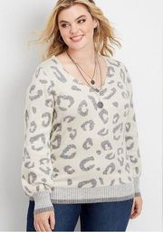 Maurices Plus Size Leopard Print Blouson Sleeve Pullover