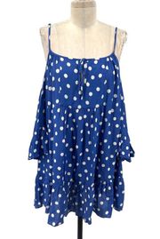 Tularosa Hattie Dress Blue Polka Dot Off the Shoulder Mini Size Small