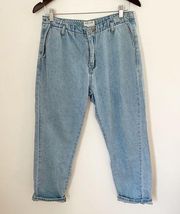 Blank Paige Light Wash Tapered Leg Pleated Front Mom Jeans Denim Size Medium