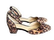 Cabi Kiki Faux Hair Leopard Cheetah Ankle Strap Kitten Block Heels Size 8