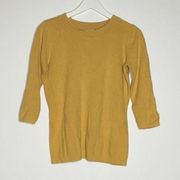 Dressbarn 3/4 Sleeves Crewneck Sweater Mustard Yellow Top Womens Size M