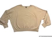 EXPRESS Tan Textured Balloon Sleeve Cropped Sweater
