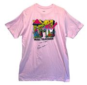 Viacom MTV Mushroom Short Sleeve Graphic Pink T-Shirt Large