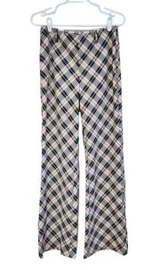 Cider Plaid Flare High Rise Trouser Pants Stretchy Tan Black Size Small