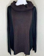 Lennie for  Sweater 2X Colorblock Black Brown Cowlneck Knit Pullover
