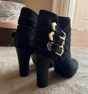 black suede booties