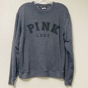 Victoria's Secret  Grey Spell Out Oversized Crewneck Sweatshirt Sz XS