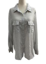 Max Studio Women Size Large Button Up Shirt Soft Fabric Relaxed 4-572P