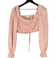 Pink Long Sleeve Crop Top Juniors S Stretchy Comfy Casual Chic Everyday
