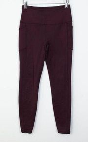 Spyder Active Maroon Athletic Fleece Leggings Womens Size Small