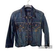 BandolinoBlu Blue Denim Jean Jacket with Metal Button Accents in Size PM