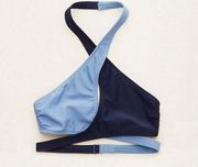 Aerie Blue Color-block High Neck Bikini Set