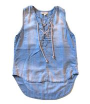 NWoT Cloth & Stone Blue Chambray Lace-up High Low Sleeveless Popover Tank Top S