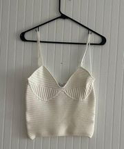 Fate Rib Top Tank In White 