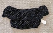 NWT- Final Touch Black & White Polka Dot Flutter Sleeve & Neck Crop Top