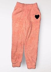 Plush Fleece Jogger Pants Pink Size Small