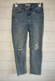 LC Lauren Conrad distressed skinny crop jeans Size 4