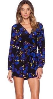 Yumi Kim Romper Midnight Carnation Floral Blue Yellow Women’s Small Wrap Tie