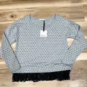 NEW Stitch Fix 89th & Madison Polka Dot Lace Trim Blouse Women’s Small