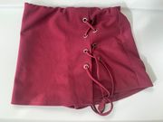 Maroon Lace Up Skort