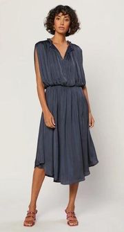 Current Air Shirred Midi Dress Dark Navy XS New