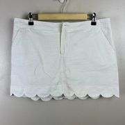 Lilly Pulitzer Colette Scallop Hem Skort Skirt Size 12 White Preppy Vacation