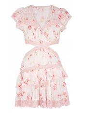 Audrina Cutout Ruffled Mini Dress in Pink