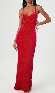 Red Glitter Maxi Dress