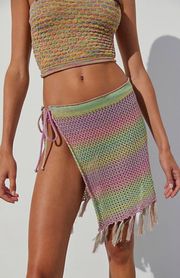 Out From Under Crochet Fringe Sarong Cover-Up