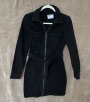 Black Denim Full Zip Dress