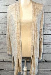 CYNTHIA ROWLEY Open Front Cardigan 100% Linen Oatmeal Heather-M