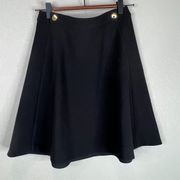 Kate Spade The Rules A Line Mini Skirt Size 2 Black Gold Button Preppy Classy