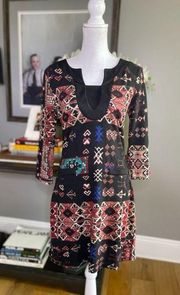 Nordstrom Papillon Boho Print Mini Dress Multicolor Womens Size Small