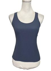 Armani Collezioni Sleeveless Top Blue Gray Side Zip Essentials Neutral Womens 2