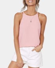 Bella Halter Racerback Tank In Dusty Pink