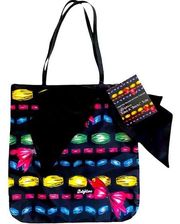 NWT  Take a Beau Black Shopper Tote Bag Purse Rainbow Mulitcolor Nylon