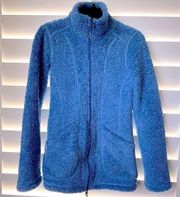 🧥Athleta So Snug Sherpa Fleece Jacket Light Blue Sz XS EUC!