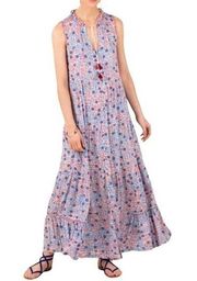 Poupette St. Barth Clara Maxi Dress Blue Bloom Floral Long Women’s Size Medium