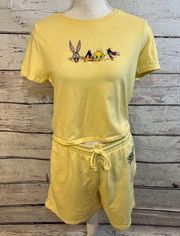 LOONEY TUNES Short Set Embroidered Yellow
-Large